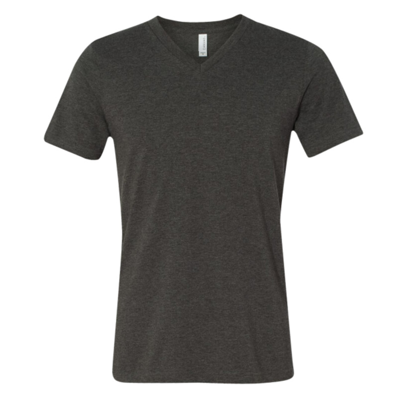 Unisex heather CVC short sleeve v-neck tee Thumbnail