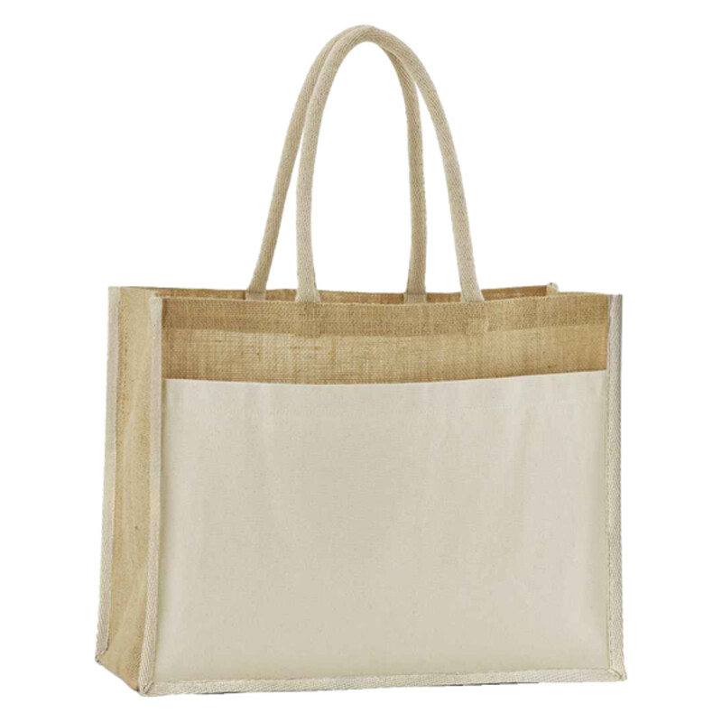 Cotton pocket natural starched jute shopper Thumbnail