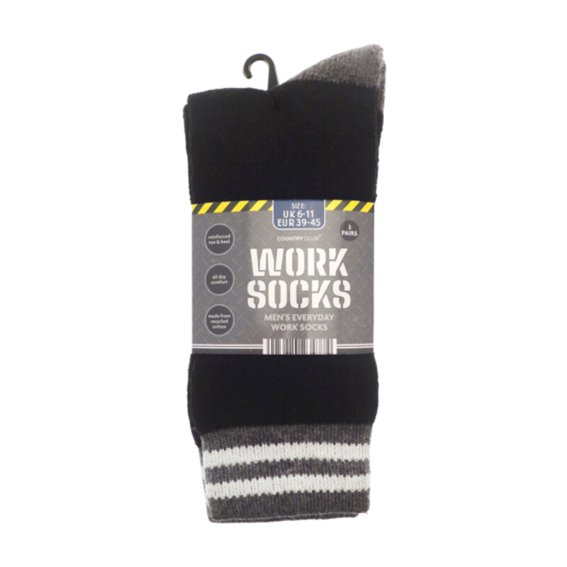 Men’s 3-pack work socks (recycled cotton) Thumbnail