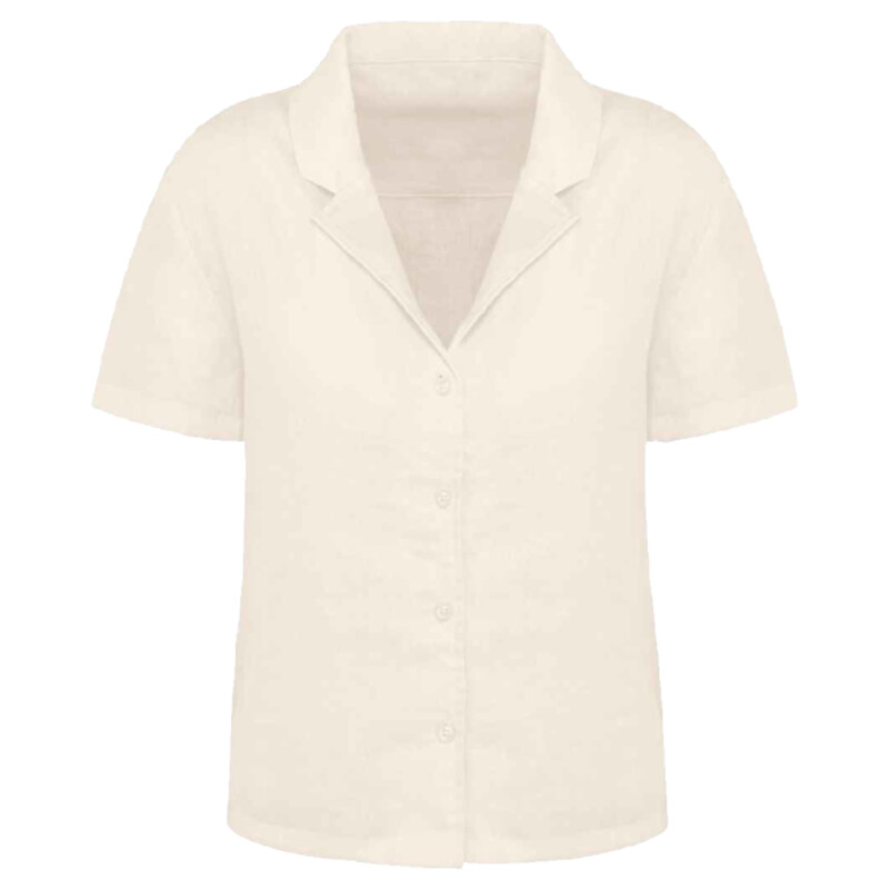 Spasso Ladies Short Sleeve Linen Bowling Collar Shirt Thumbnail