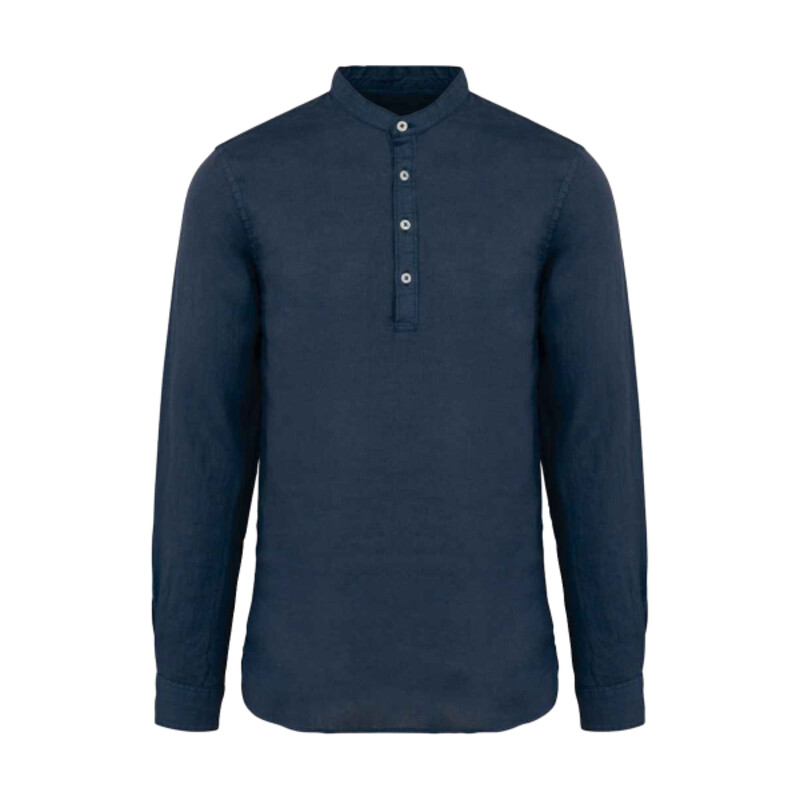 Spasso Washed Mao Collar Shirt Thumbnail