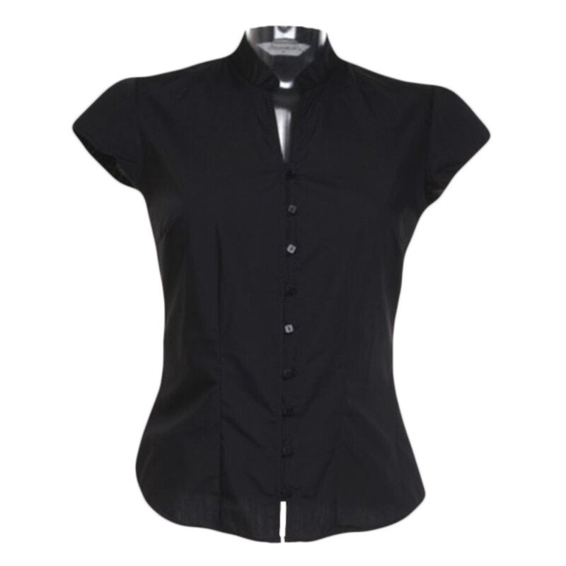 Kustom Kit Ladies Cap Sleeve V Neck Tailored Continental Blouse Thumbnail