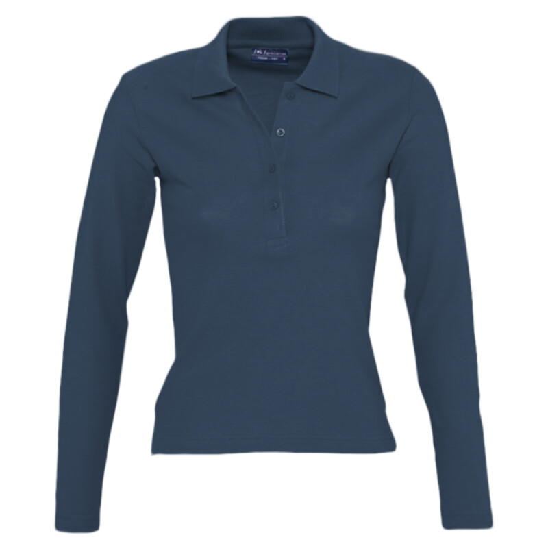 SOL'S Ladies Podium Long Sleeve Cotton Piqué Polo Shirt Thumbnail