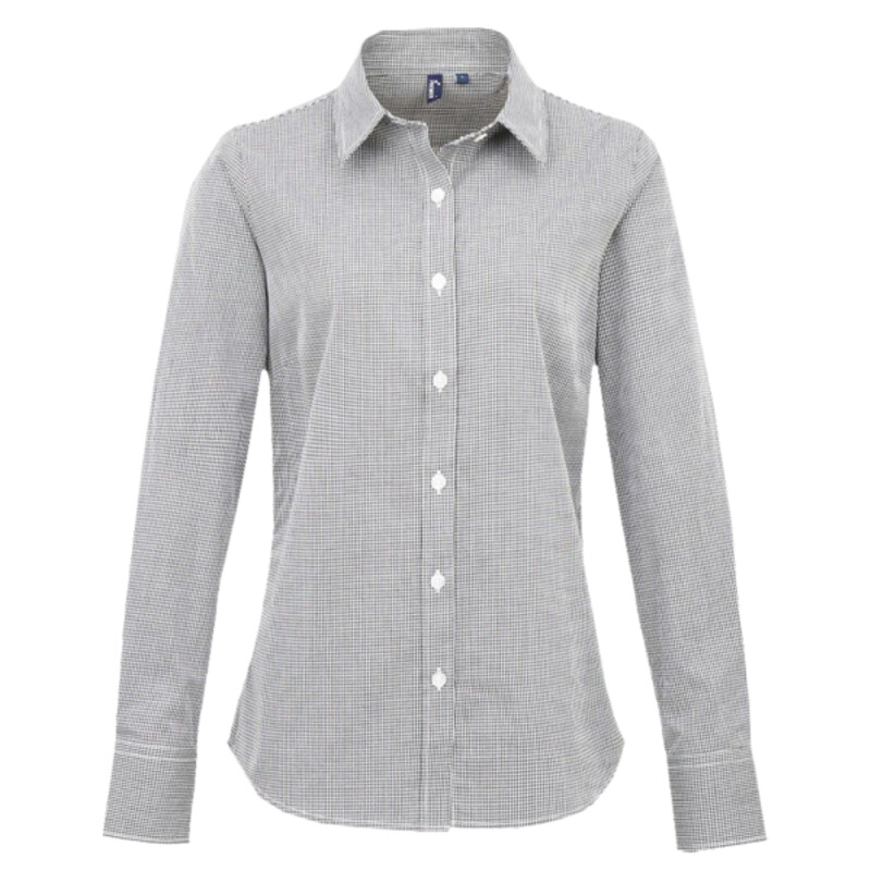 Women's Microcheck (Gingham) long sleeve cotton shirt Thumbnail