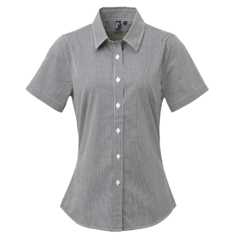 Women's Microcheck (Gingham) short sleeve cotton shirt Thumbnail