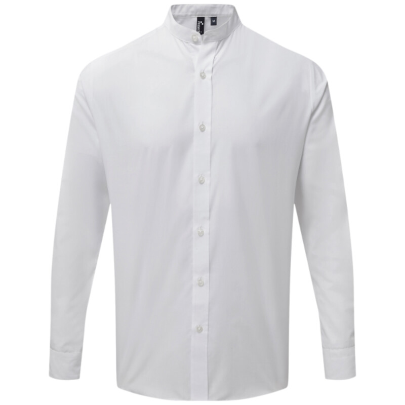 Banded collar grandad long sleeve shirt Thumbnail